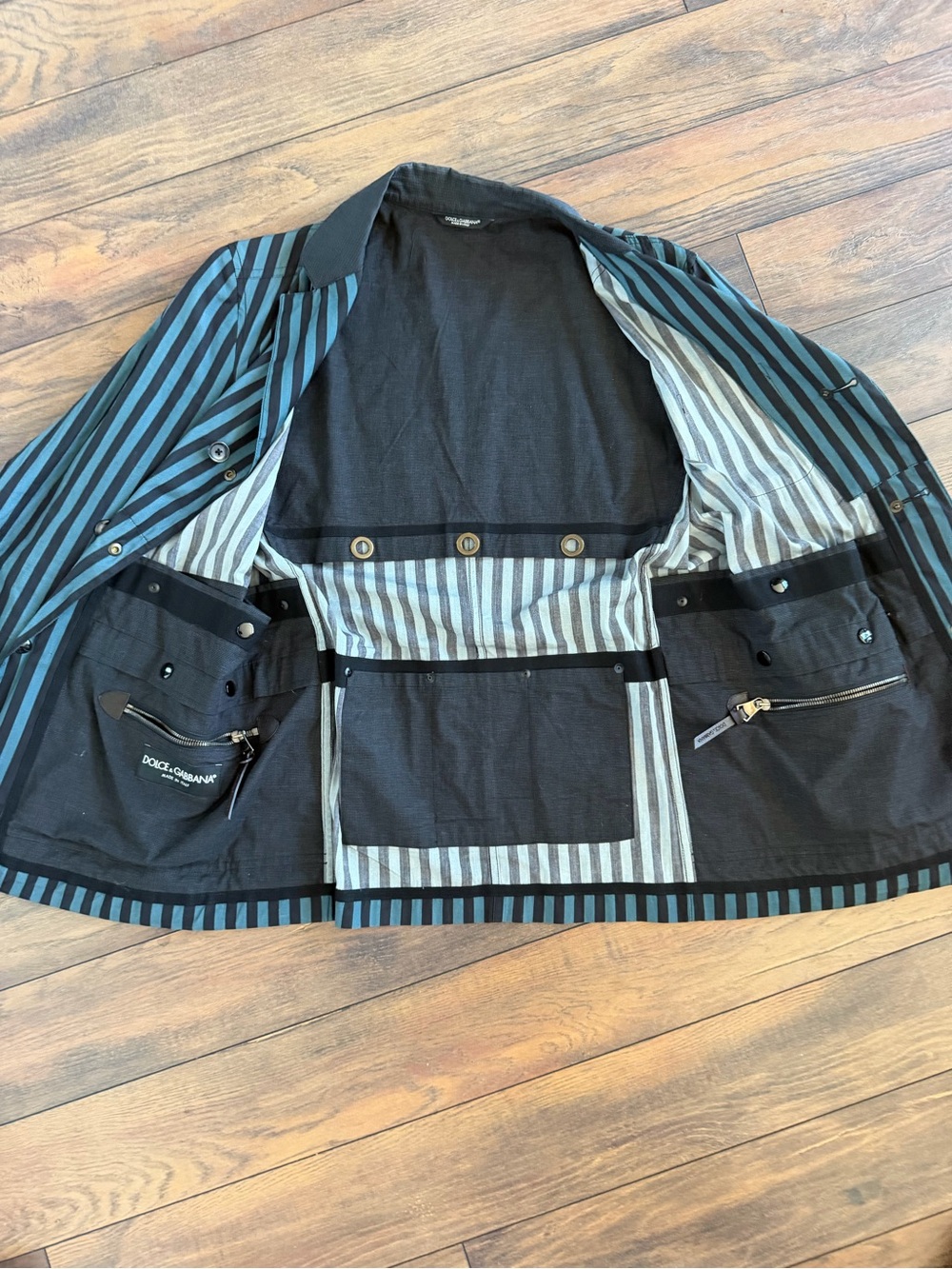 Dolce & Gabbana Teal and Black Striped Blazer jacket - Picture 4 of 9